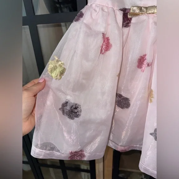 Hucklebones London dress empire bows organza formal metallic blush toddler girls - Picture 6 of 9